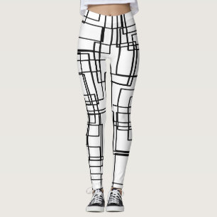 Moderne Schwarzweiss-Blöcke, Quadratmuster Leggings