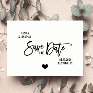 Moderne Schwarzweiß-Hochzeit spart das Datum Ankündigungspostkarte