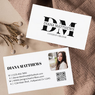 Moderne Schwarzweiß, QR-Code Professionelles Foto Visitenkarte
