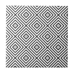 Moderne Schwarzweiss-Streifen-Stammes- Muster Fliese