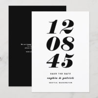 Moderne Schwarzweiß-Weiß-Datums-Typografie