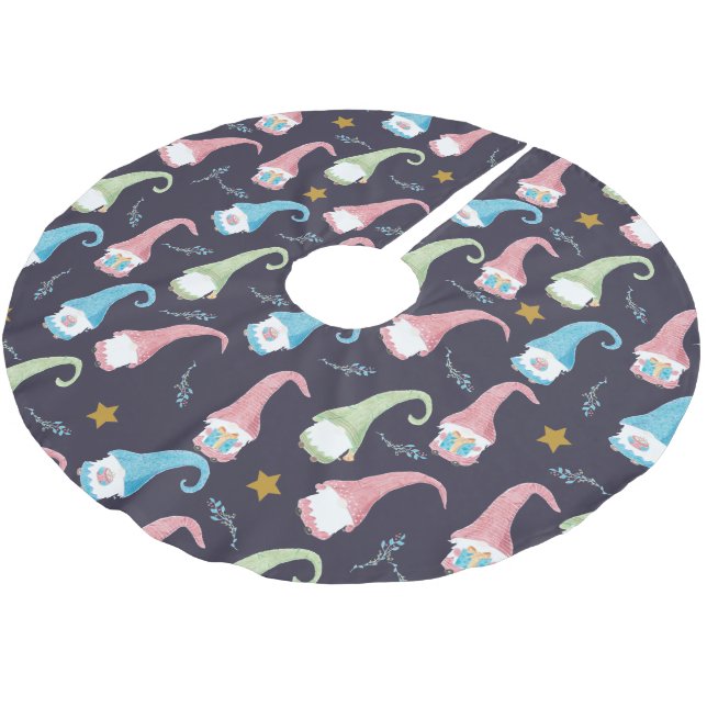 Moderne schwedische Zwergmücken Polyester Weihnachtsbaumdecke (Schrägansicht)