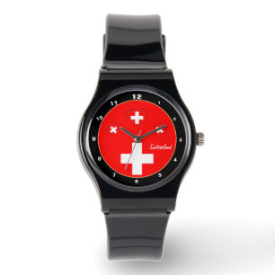 Moderne Schweizer Flaggenmode, Schweizer Herz/Lieb Armbanduhr