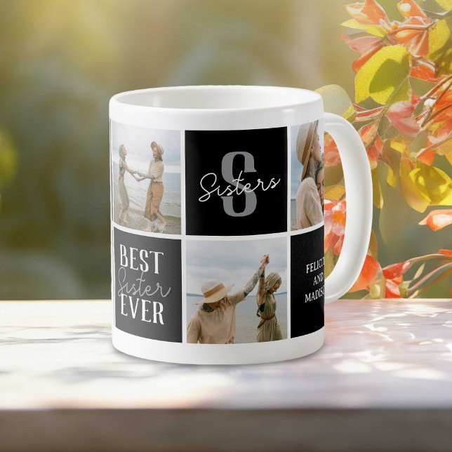 Moderne Schwester Geschwulst Foto Collage Schwarz Kaffeetasse (Von Creator hochgeladen)