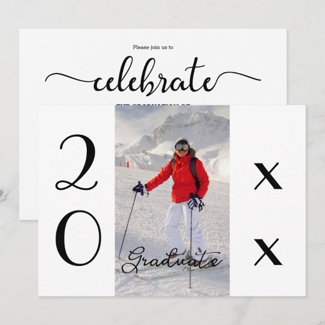 Moderne Script 2025 Foto Graduation Party Einladung (Vorne/Hinten)