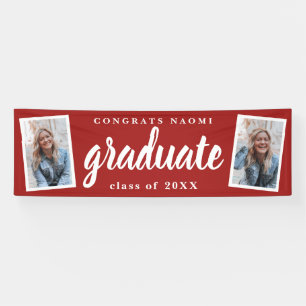 Moderne Script 2 Foto Graduation Party Banner