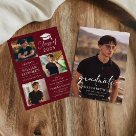 Moderne Script 4 Foto Collage Graduation Party Einladung