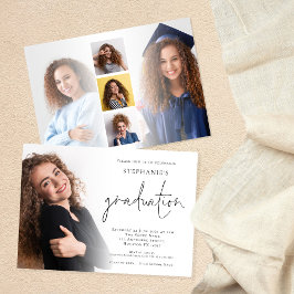 Moderne Script 6 Foto Overlay Graduation Party Einladung