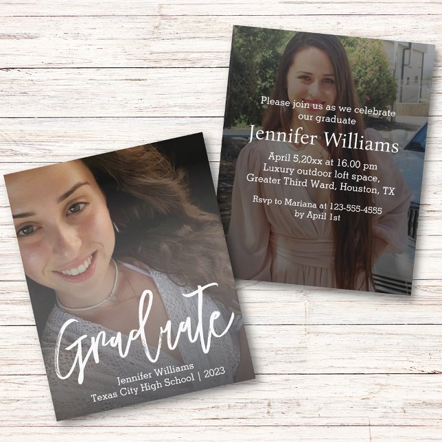 moderne Script Abschluss 2025 Foto Einladung (Von Creator hochgeladen)