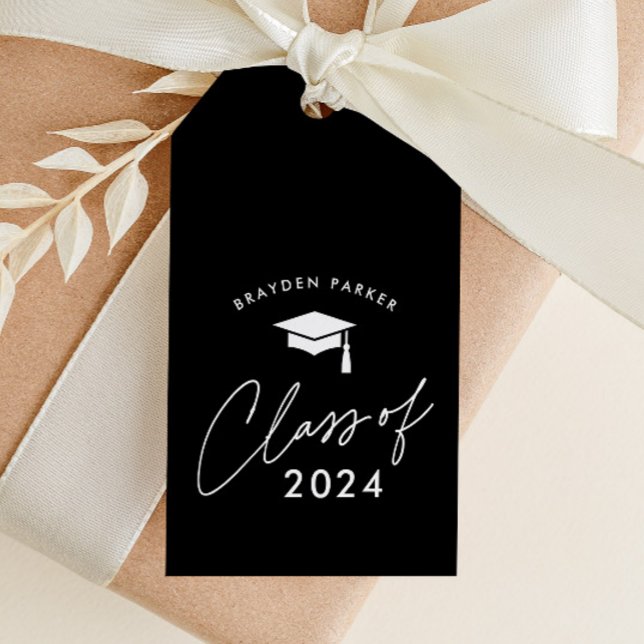 Moderne Script Abschluss Class Fevor Geschenkanhänger (Simple class of 2024 (editable year) graduation favor tag.)