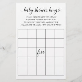 Moderne Script Baby Shooter Bingo Game Card Flyer