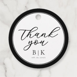 Moderne Script Black and White Border Wedding Geschenkanhänger