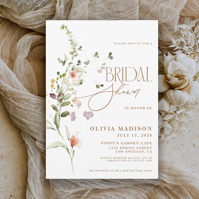 Moderne Script Boho Blumen Garten Brautparty Einladung (Von Creator hochgeladen)