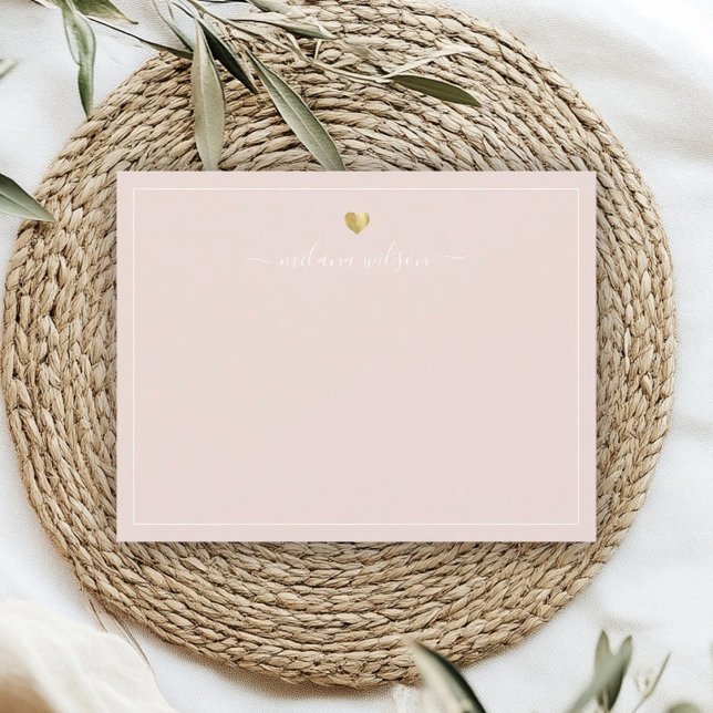 Moderne Script Calligraphy Gold Heart Chic Girl Mitteilungskarte (Von Creator hochgeladen)