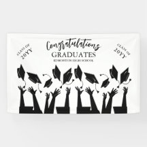 Moderne Script Cap Toss White Graduation Party