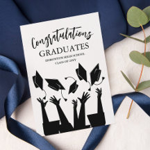 Moderne Script Cap Toss White Graduation Party