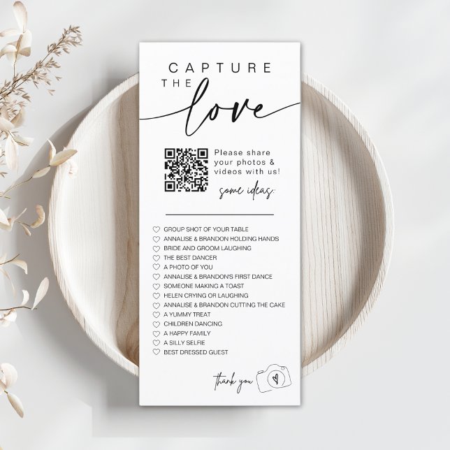 Moderne Script Capture Die Liebe QR CODE Card Menükarte (Von Creator hochgeladen)