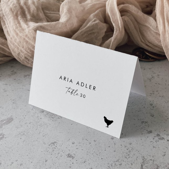 Moderne Script Chicken Menu Option-Platzkarten Tischnummer (Von Creator hochgeladen)