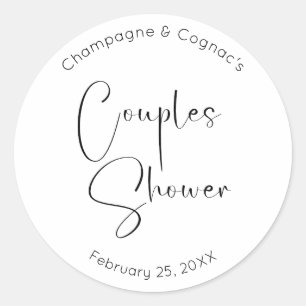 Moderne Script Couples Dusche Runder Aufkleber