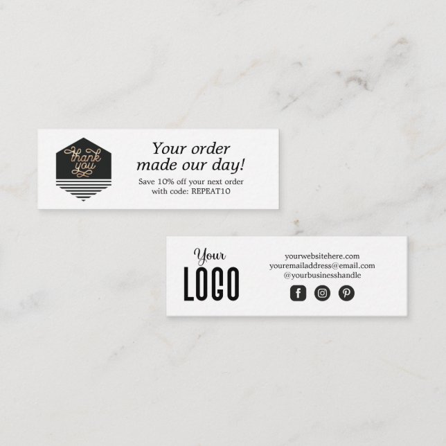 Moderne Script Custom Order Danke Card Mini Visitenkarte (Vorne/Hinten)