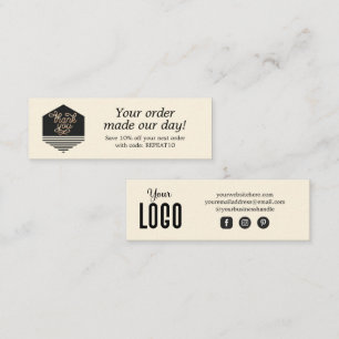Moderne Script Custom Order Danke Card Mini Visitenkarte
