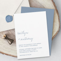 Moderne Script Dusty Blue Minimalistic Wedding