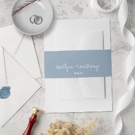 Moderne Script Dusty Blue Minimalistic Wedding Einladungsbanderole