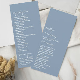 Moderne Script Dusty Blue Minimalistic Wedding Programm