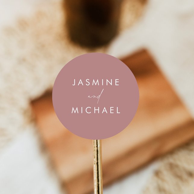 Moderne Script Dusty Rose Hochzeit Umschlag Aufkle Runder Aufkleber (Von Creator hochgeladen)