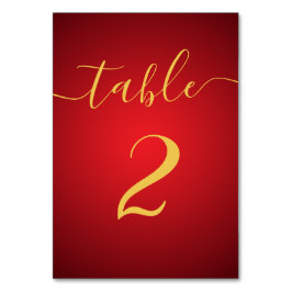 Moderne Script Elegante Red Gold Seating Chart Car Tischnummer