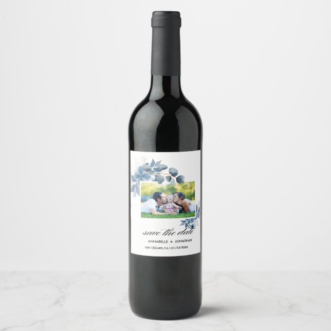 Moderne Script Eukalyptus Funkelwein Etikett (Vorderseite)