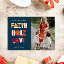 Moderne Script Faith Holiday Foto Card