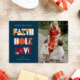 Moderne Script Faith Holiday Foto Card Feiertagskarte
