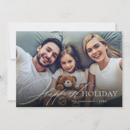 Moderne Script Family Foto Gute Weihnachtskarte Feiertagskarte