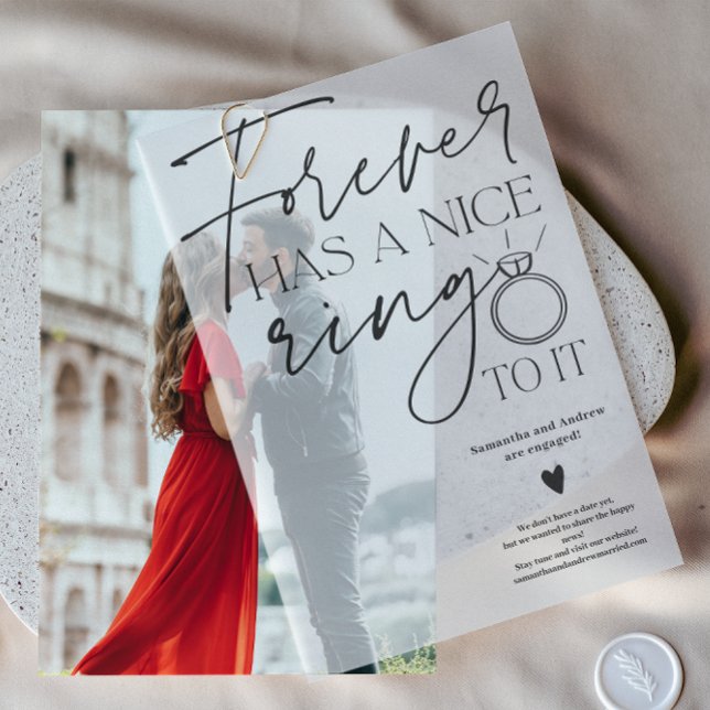 Moderne Script Forever Ring Script-Verlobung (Modern Script Forever Ring Script Engagement Vellum Invitations)