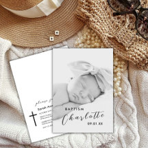 Moderne Script Foto Black Cross Taufe