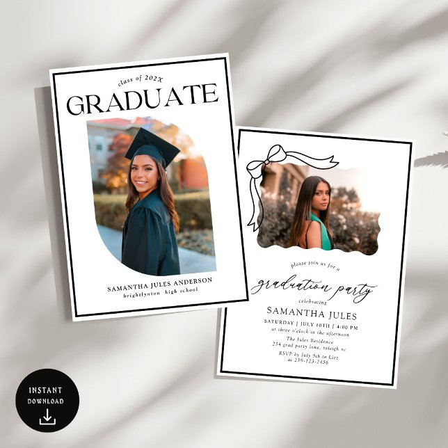 Moderne Script-Foto-Graduierungspartei Einladung (Von Creator hochgeladen)
