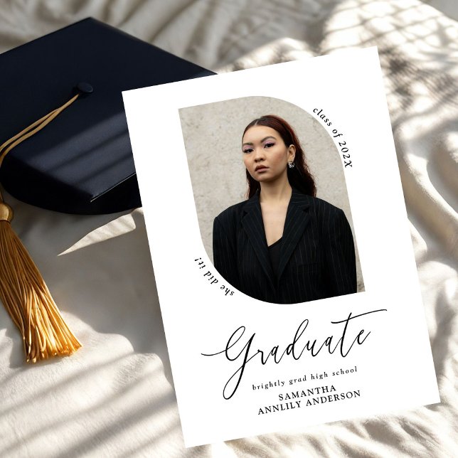 Moderne Script-Foto-Graduierungspartei Einladung (Von Creator hochgeladen)