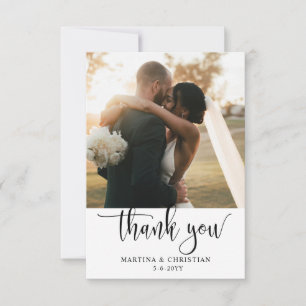 Moderne Script-Foto-Hochzeit Dankeskarte