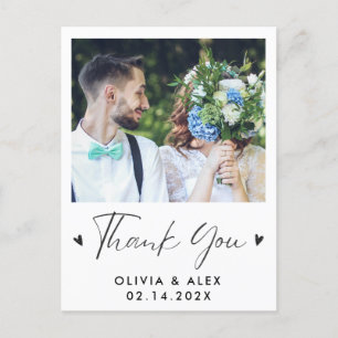 Moderne Script Foto Hochzeit Vielen Dank Postkarte