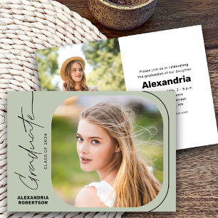 Moderne Script-Foto-Klasse der Graduation Party 20 Einladung