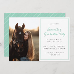 Moderne Script Foto Mint Green Graduation Party Einladung