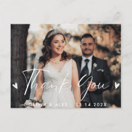 Moderne Script Foto Wedding Vielen Dank Postkarte
