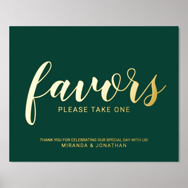Moderne Script-Gastgeschenke Hochzeiten Emerald un Foliendrucke (Vorderseite)