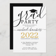 Moderne Script Gold Black Graduation Party