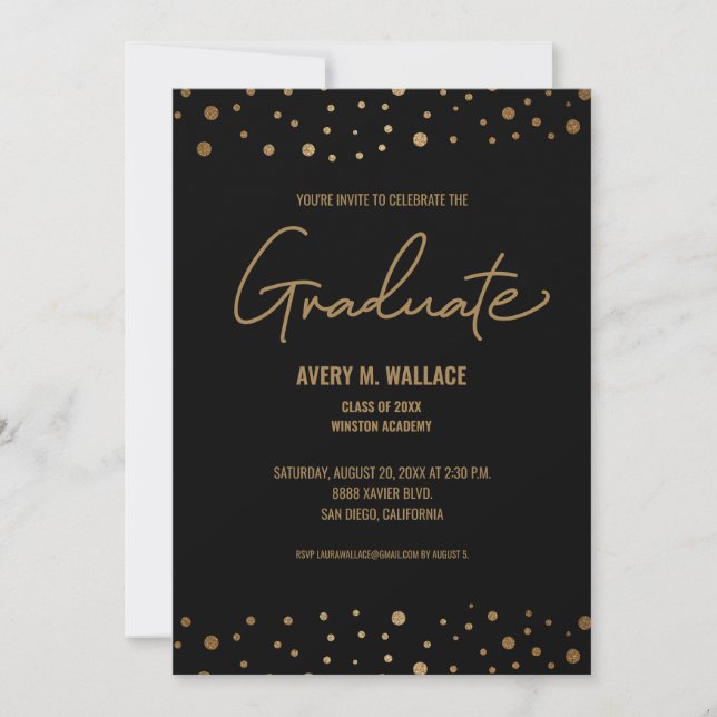 Moderne Script Gold Celebrate Graduate Einladung (Vorderseite)