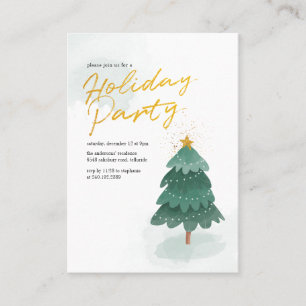 Moderne Script Gold Weihnachtsbaum Party Visitenkarte