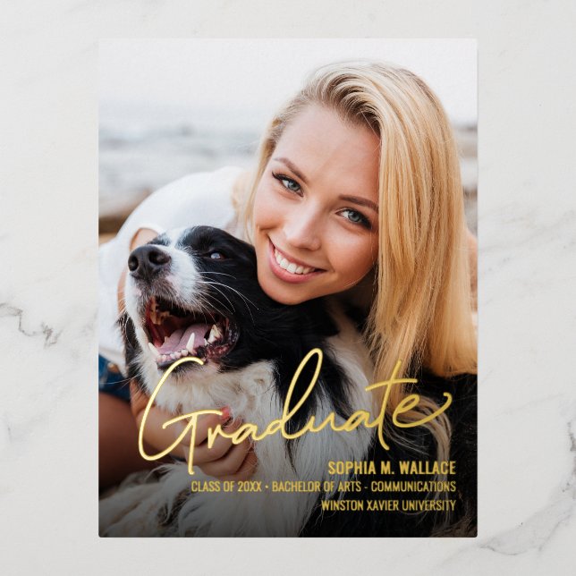 Moderne Script Grad Photo graduation faire-part (Recto)