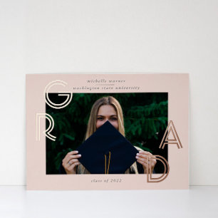 Moderne Script Graduate Announcement Foil Card Folieneinladung