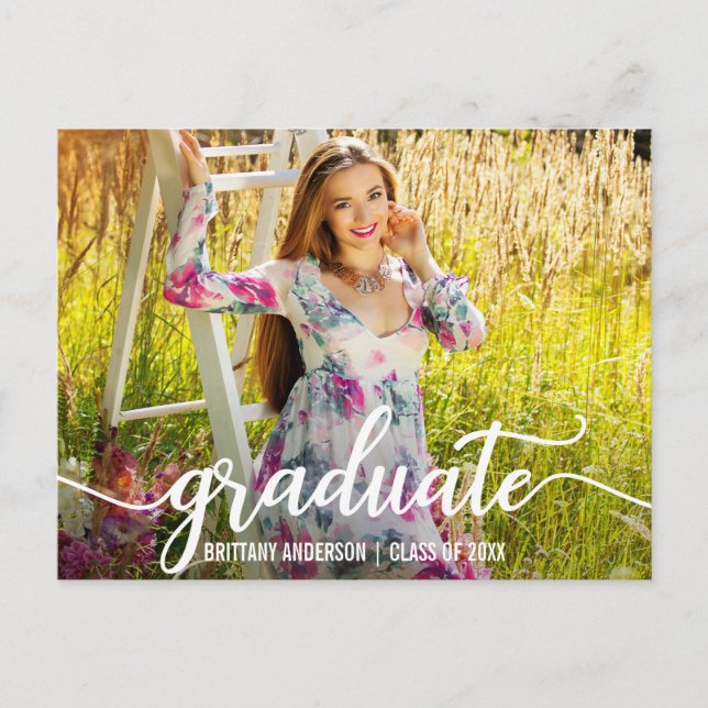 Moderne Script Graduation Party Invitation Photo W (Devant)